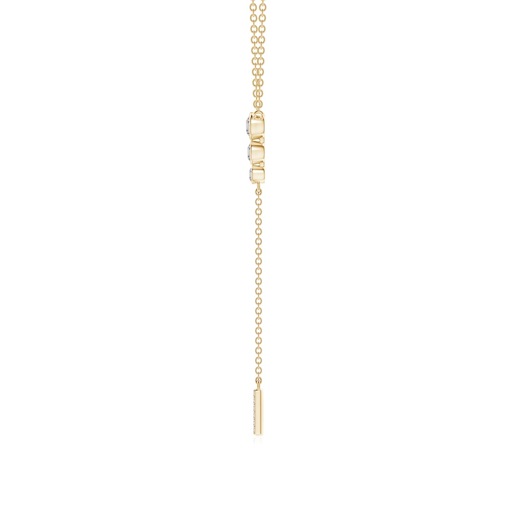 3.1mm IJI1I2 Three Stone Graduated Bezel-Set Diamond Lariat Necklace in Yellow Gold Side-1
