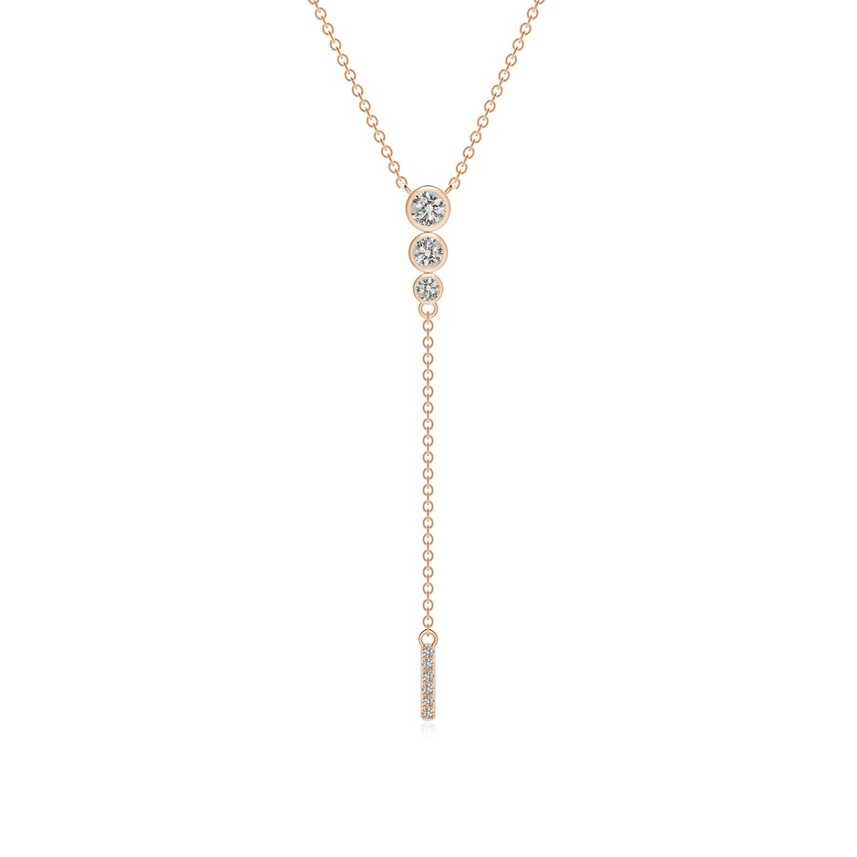 3.1mm KI3 Three Stone Graduated Bezel-Set Diamond Lariat Necklace in Rose Gold 