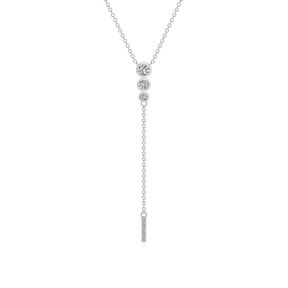 3.1mm KI3 Three Stone Graduated Bezel-Set Diamond Lariat Necklace in White Gold 