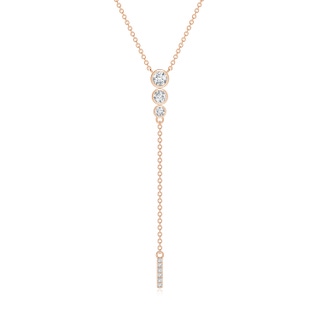 3.4mm GVS2 Three Stone Graduated Bezel-Set Diamond Lariat Necklace in 18K Rose Gold