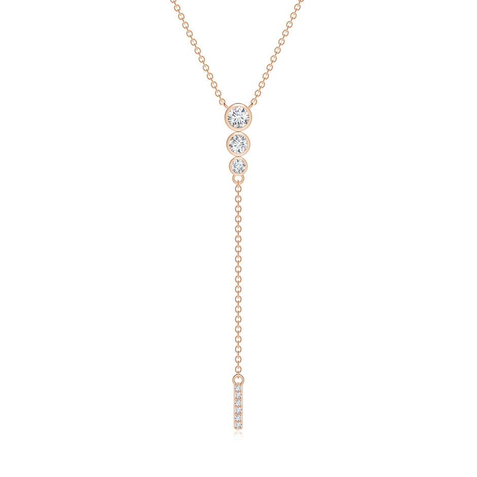 3.4mm GVS2 Three Stone Graduated Bezel-Set Diamond Lariat Necklace in 18K Rose Gold 