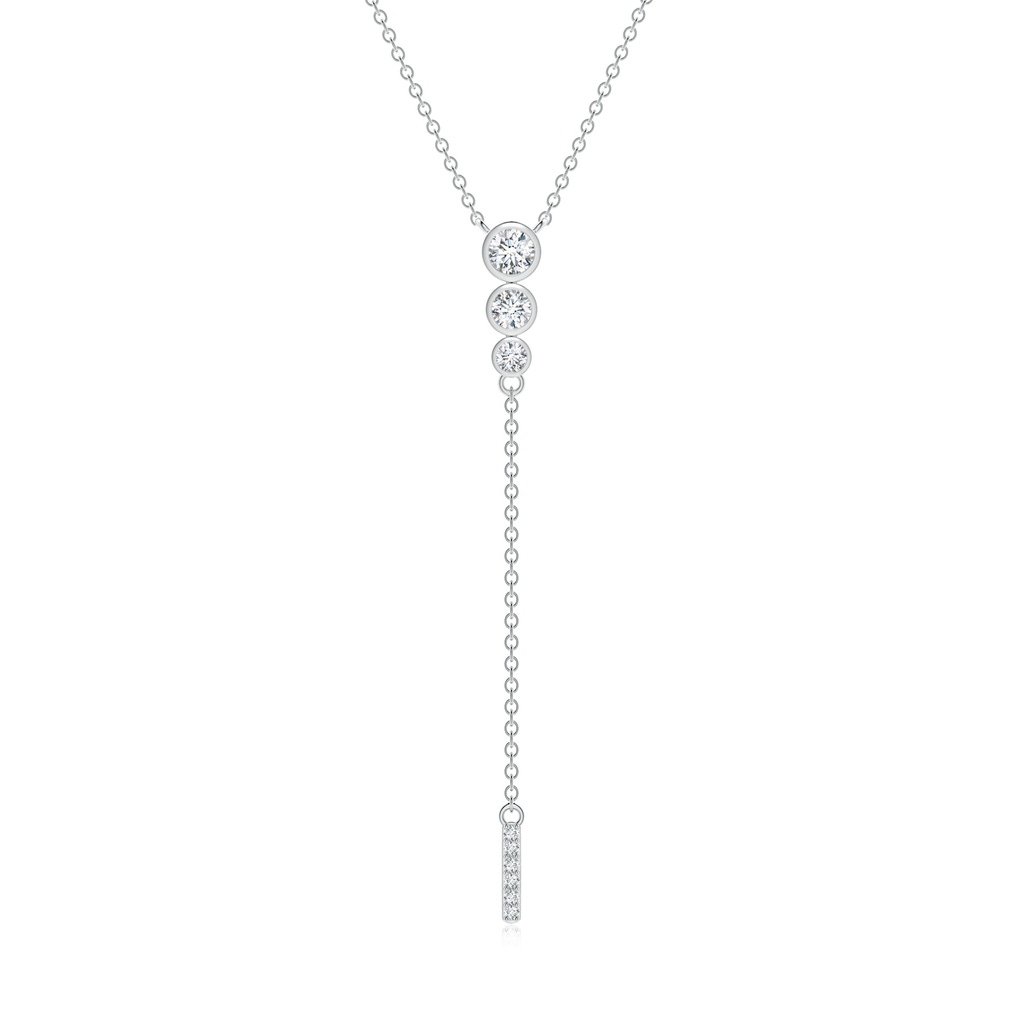 3.4mm GVS2 Three Stone Graduated Bezel-Set Diamond Lariat Necklace in P950 Platinum 