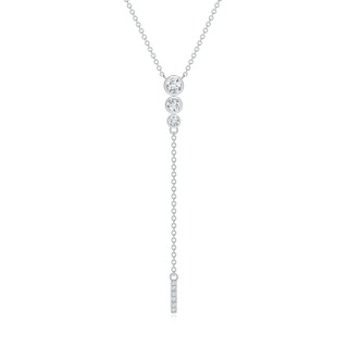 3.4mm GVS2 Three Stone Graduated Bezel-Set Diamond Lariat Necklace in P950 Platinum