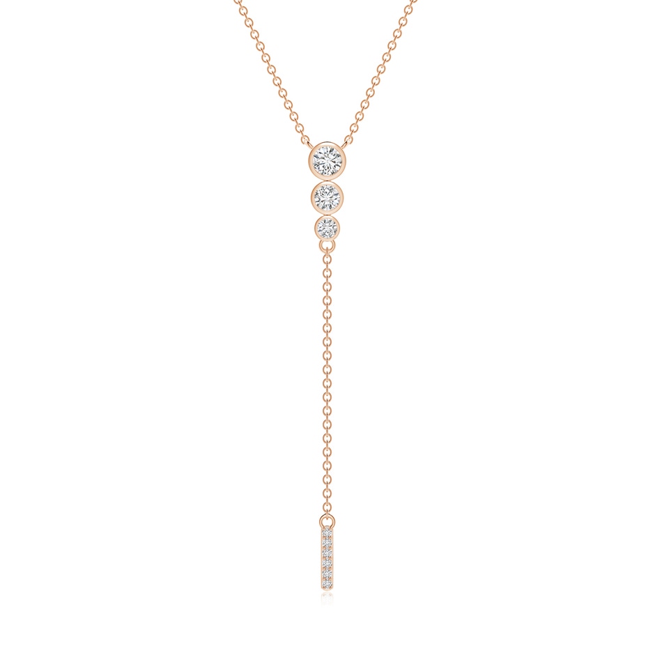 3.4mm HSI2 Three Stone Graduated Bezel-Set Diamond Lariat Necklace in 18K Rose Gold 