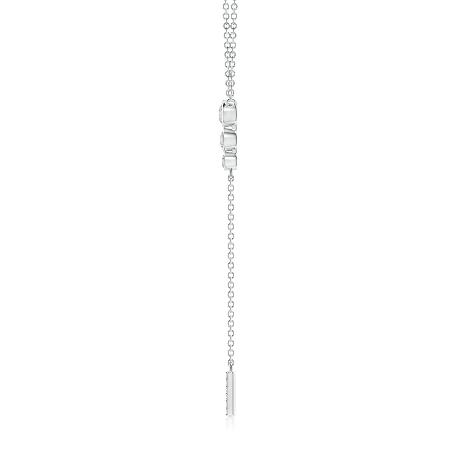 3.4mm HSI2 Three Stone Graduated Bezel-Set Diamond Lariat Necklace in 18K White Gold
