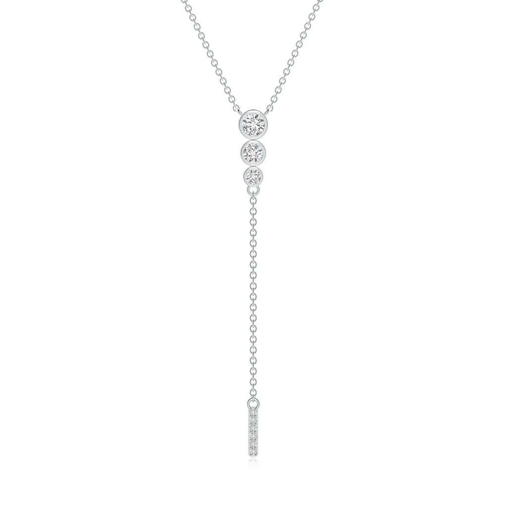 3.4mm HSI2 Three Stone Graduated Bezel-Set Diamond Lariat Necklace in White Gold