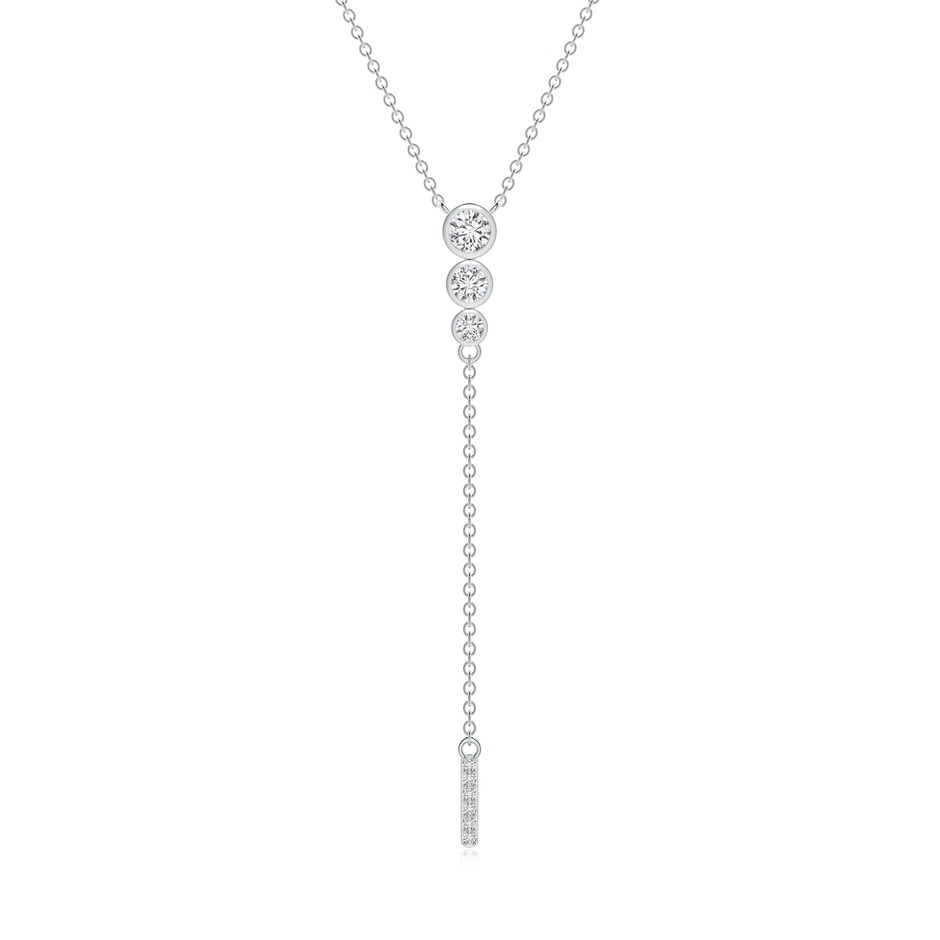 3.4mm HSI2 Three Stone Graduated Bezel-Set Diamond Lariat Necklace in White Gold 