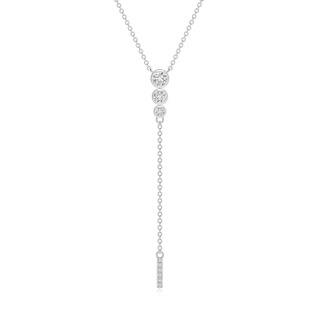 3.4mm HSI2 Three Stone Graduated Bezel-Set Diamond Lariat Necklace in White Gold