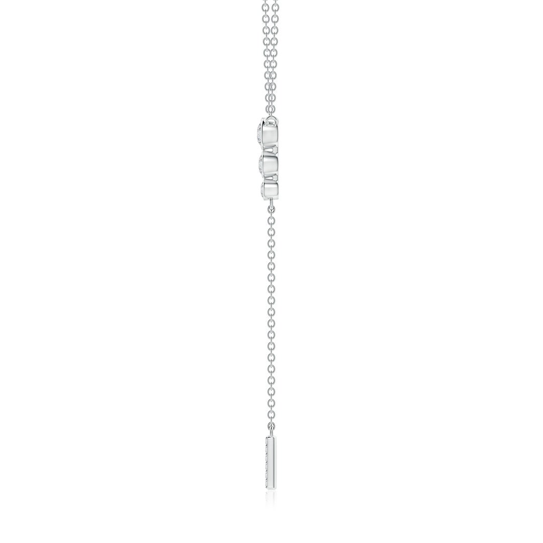 3.4mm HSI2 Three Stone Graduated Bezel-Set Diamond Lariat Necklace in White Gold - side 1