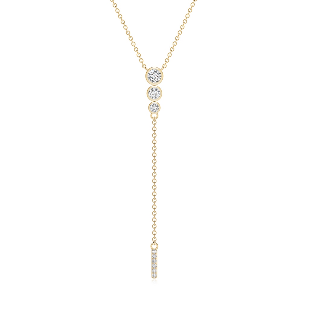 3.4mm HSI2 Three Stone Graduated Bezel-Set Diamond Lariat Necklace in Yellow Gold