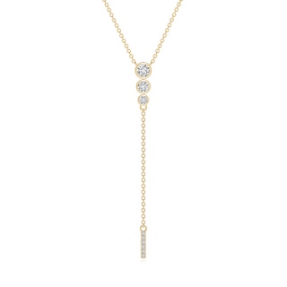 3.4mm HSI2 Three Stone Graduated Bezel-Set Diamond Lariat Necklace in Yellow Gold