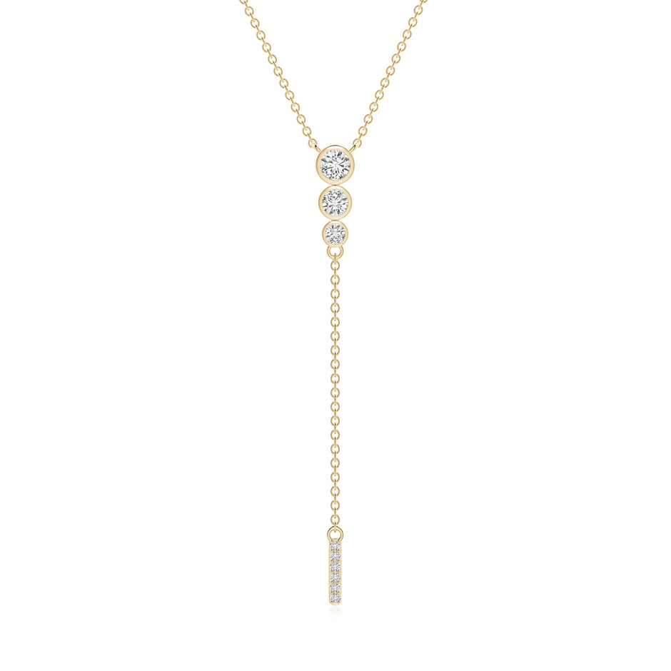 3.4mm HSI2 Three Stone Graduated Bezel-Set Diamond Lariat Necklace in Yellow Gold 