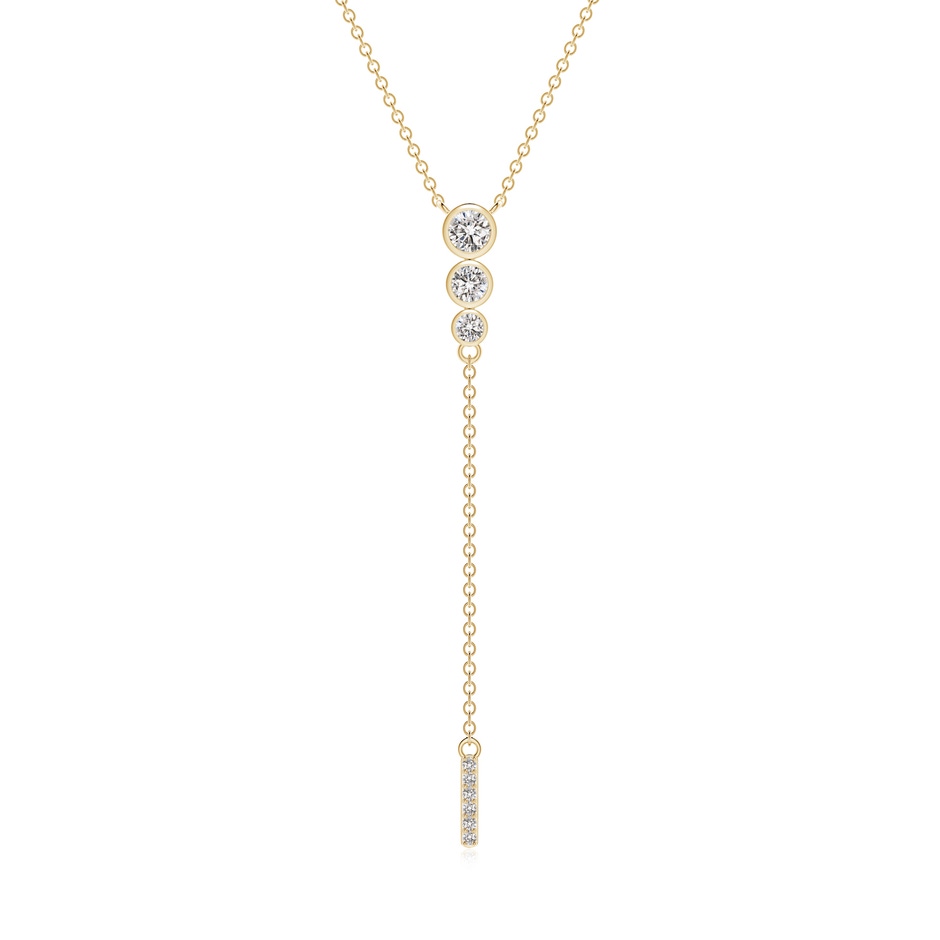 3.4mm IJI1I2 Three Stone Graduated Bezel-Set Diamond Lariat Necklace in 18K Yellow Gold 