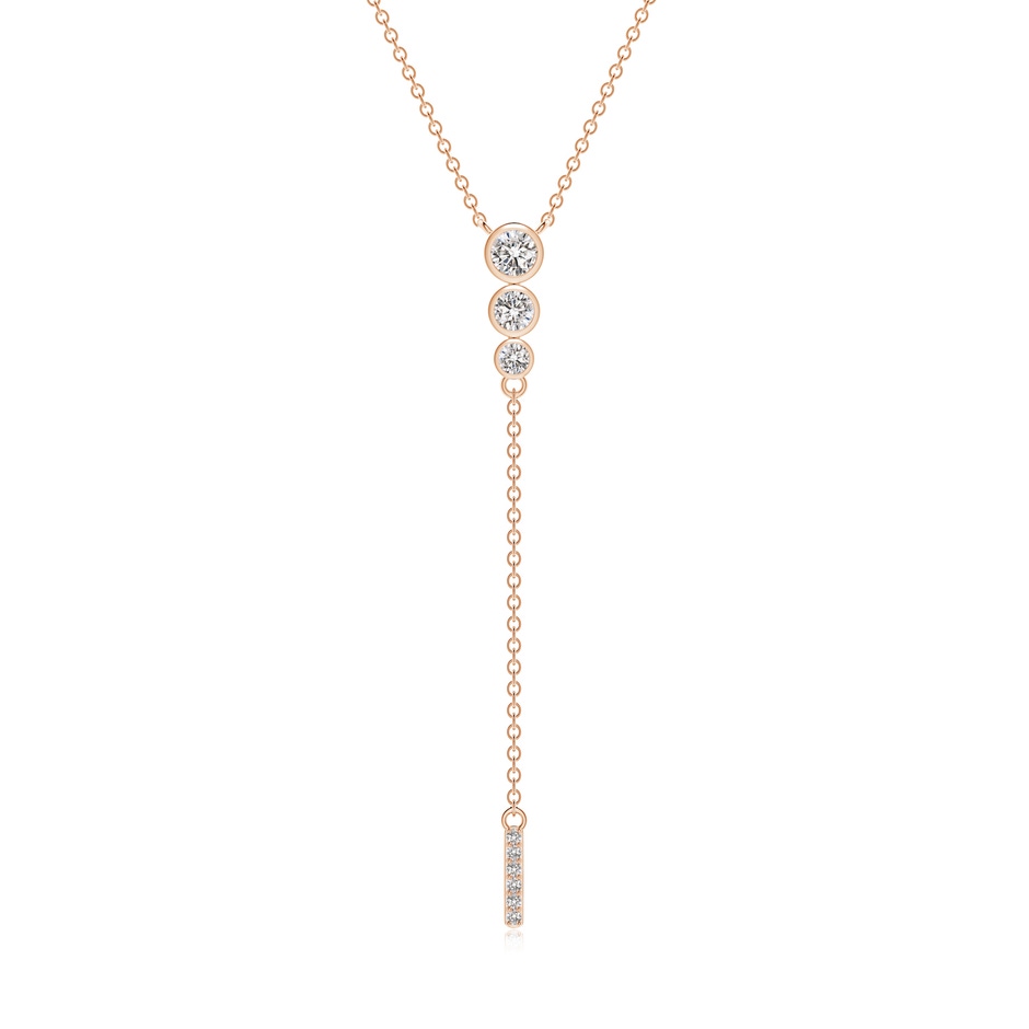 3.4mm IJI1I2 Three Stone Graduated Bezel-Set Diamond Lariat Necklace in Rose Gold 