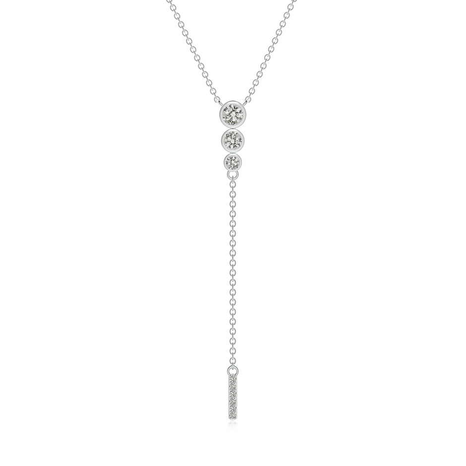 3.4mm KI3 Three Stone Graduated Bezel-Set Diamond Lariat Necklace in 18K White Gold 