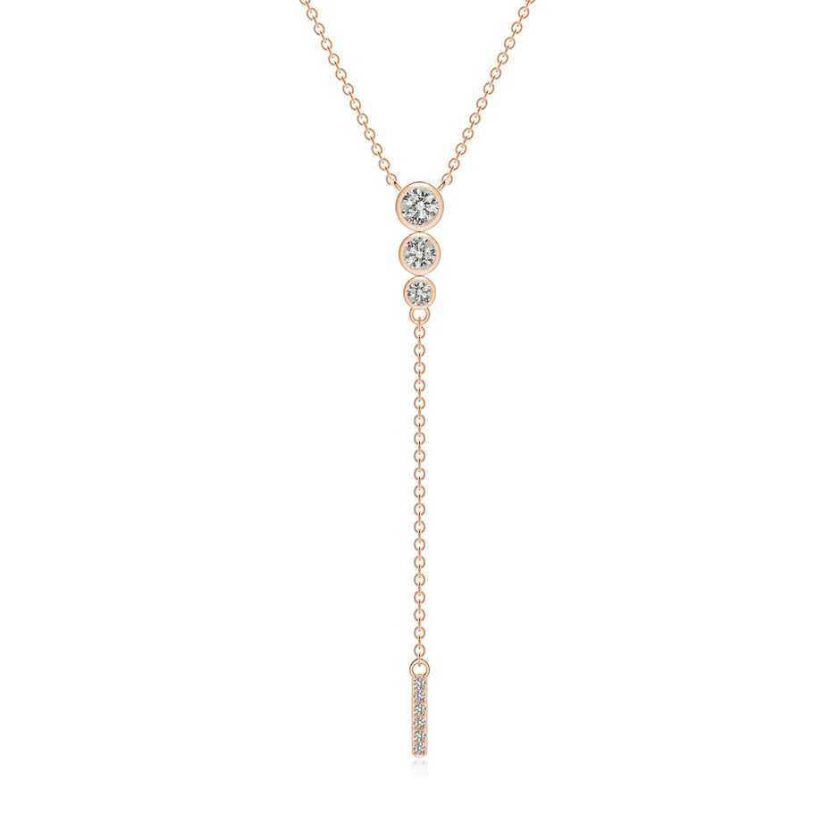3.4mm KI3 Three Stone Graduated Bezel-Set Diamond Lariat Necklace in Rose Gold 