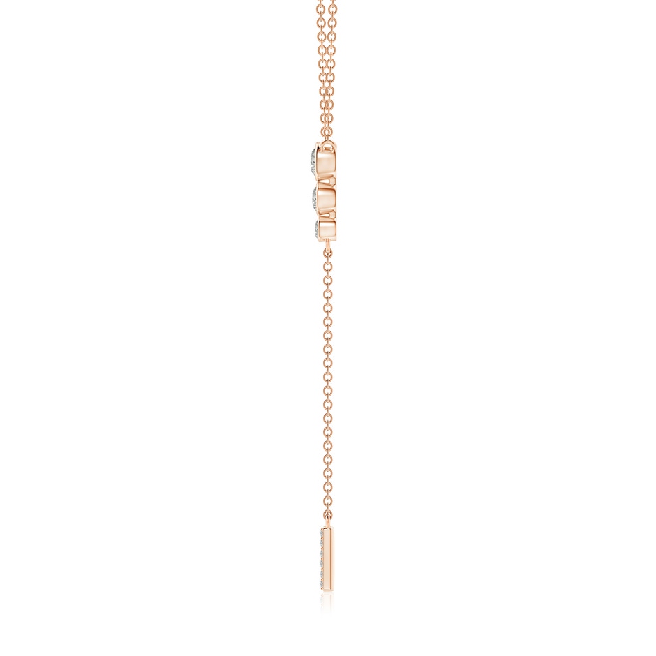 3.4mm KI3 Three Stone Graduated Bezel-Set Diamond Lariat Necklace in Rose Gold side 199