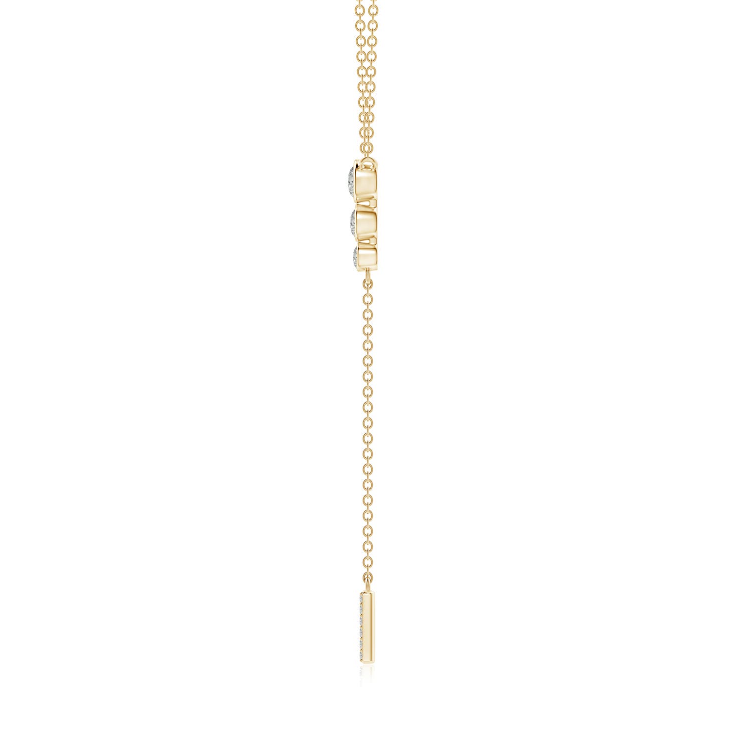 3.4mm KI3 Three Stone Graduated Bezel-Set Diamond Lariat Necklace in Yellow Gold - side 1