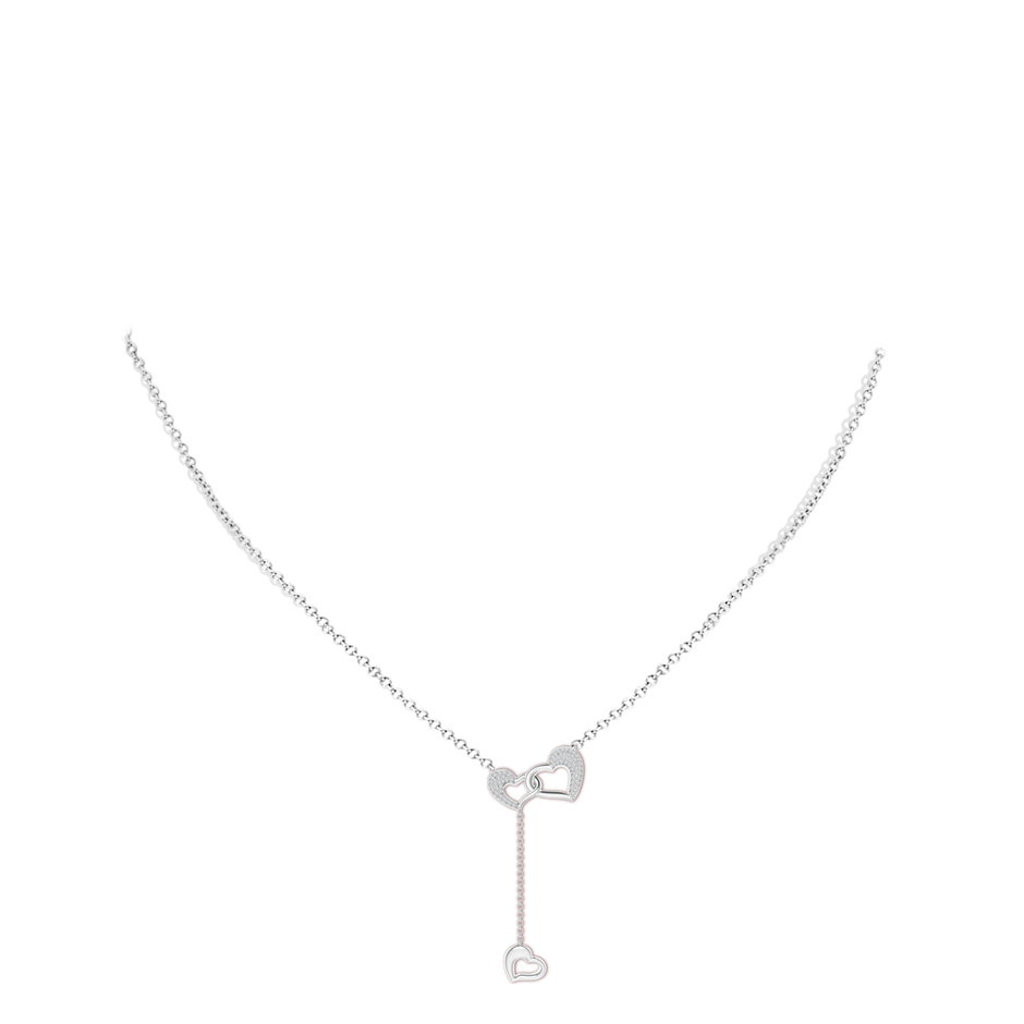 1.2mm HSI2 Linked Heart Diamond Dangle Pendant in White Gold body-neck
