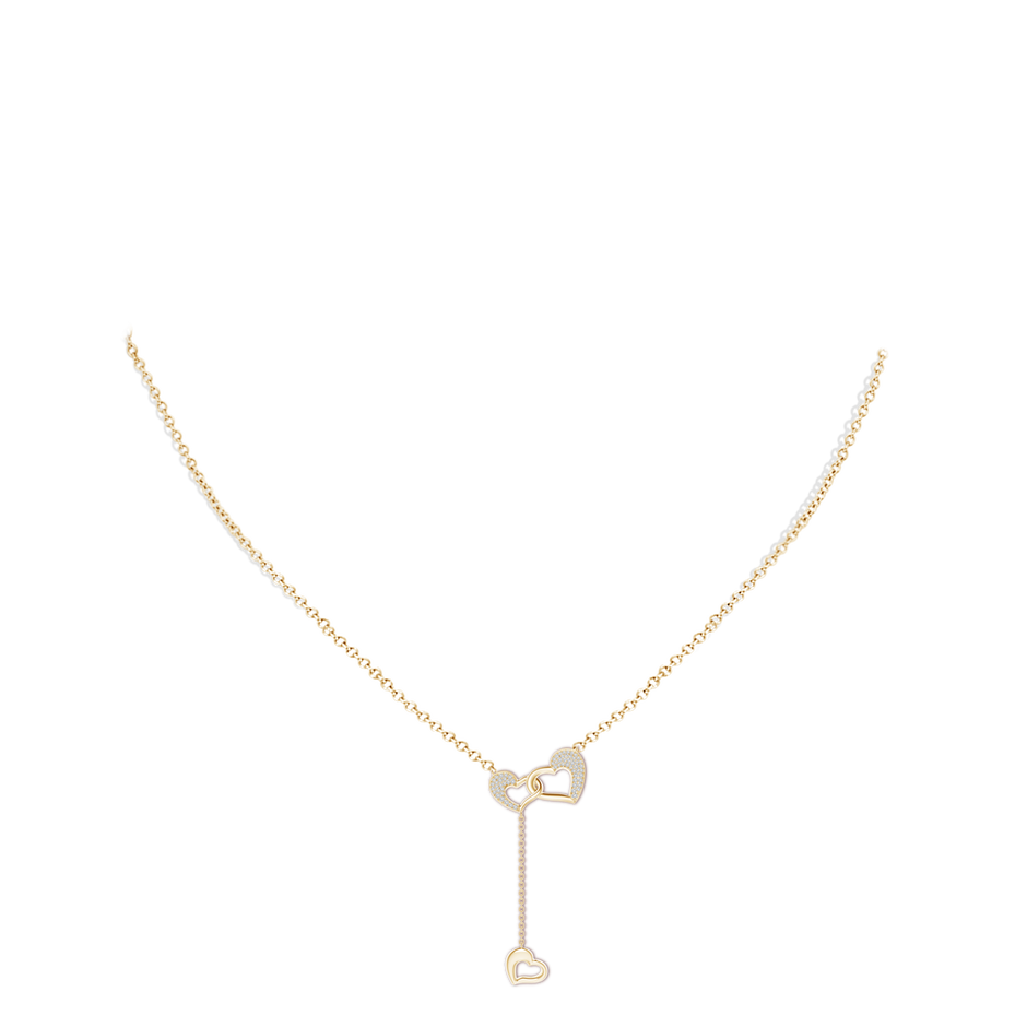 1.2mm HSI2 Linked Heart Diamond Dangle Pendant in Yellow Gold body-neck