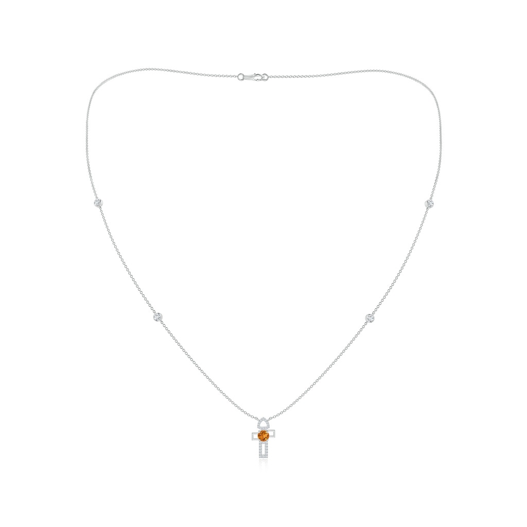 5mm AAA Citrine and Diamond Multi-Shape Scorpio Station Necklace in White Gold