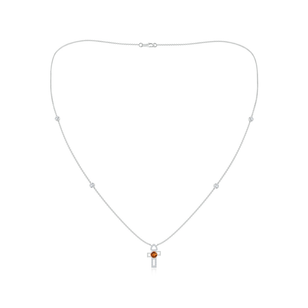 5mm AAAA Citrine and Diamond Multi-Shape Scorpio Station Necklace in White Gold