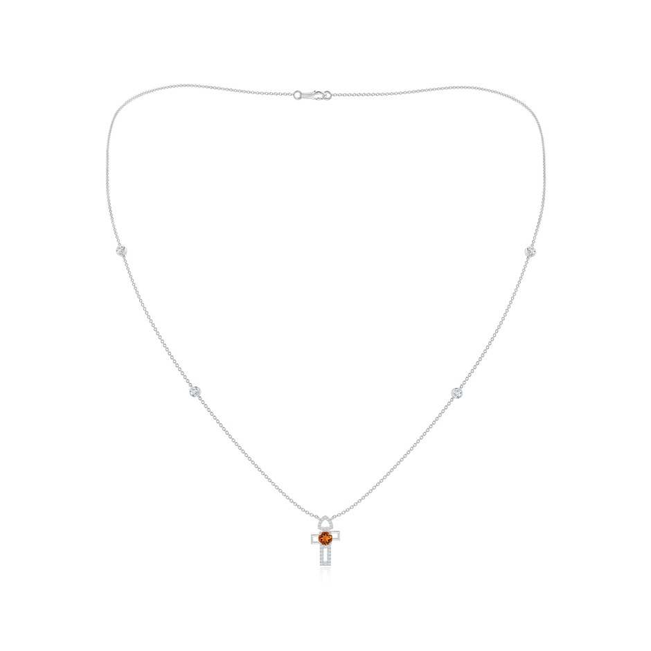 5mm AAAA Citrine and Diamond Multi-Shape Scorpio Station Necklace in White Gold 