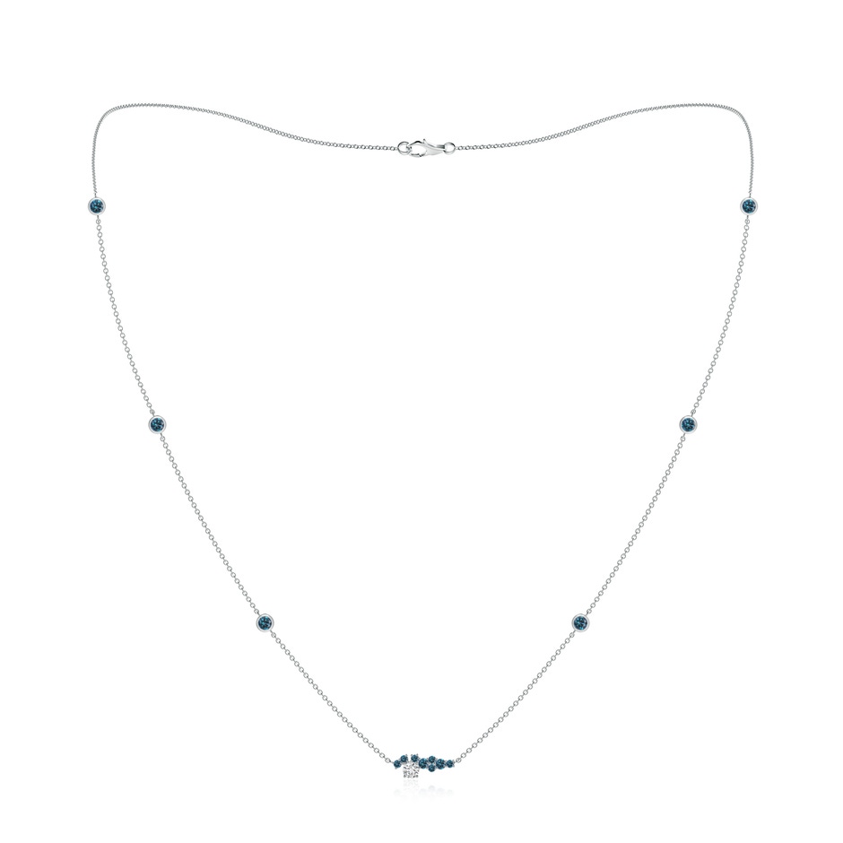 Round White & Blue Diamond Scattered Cluster Aries Necklace