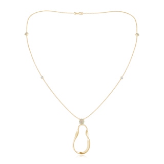 6mm AAAA Opal and Diamond Libra Ribbon Station Necklace in Yellow Gold