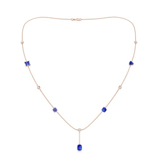 7x5mm AAA Multi-Shape Tanzanite Sagittarius Station Linear Necklace in Rose Gold
