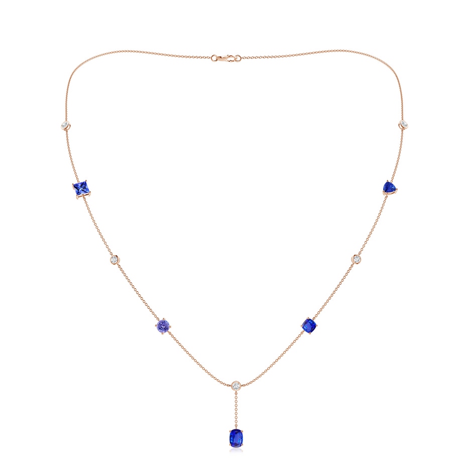 7x5mm AAA Multi-Shape Tanzanite Sagittarius Station Linear Necklace in Rose Gold 