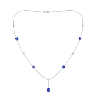 7x5mm AAA Multi-Shape Tanzanite Sagittarius Station Linear Necklace in White Gold