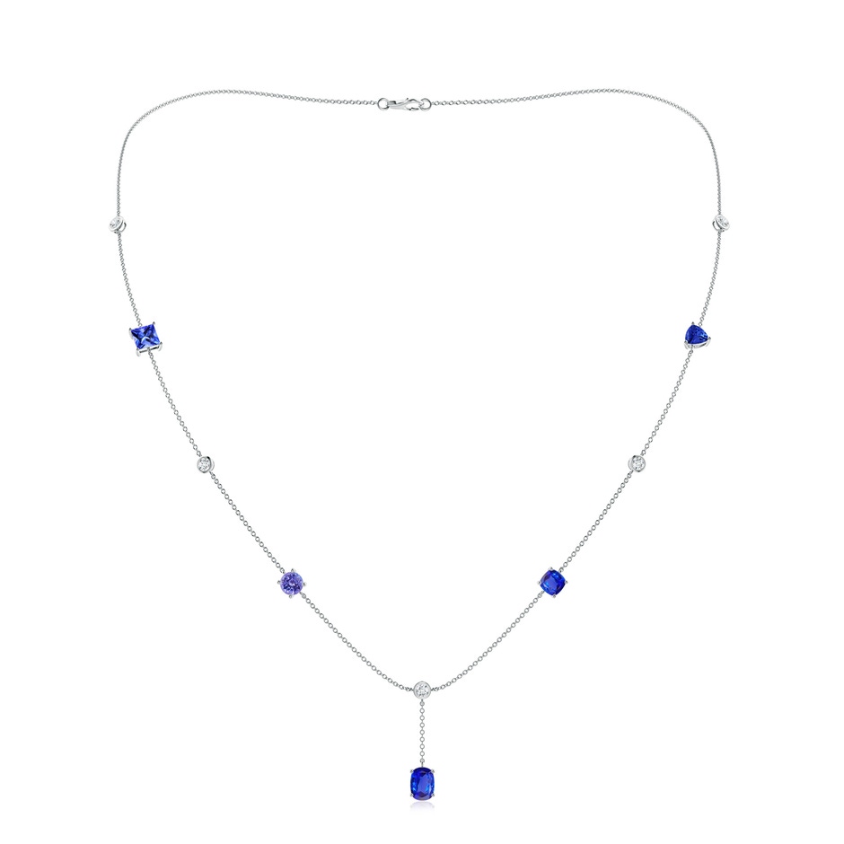 7x5mm AAA Multi-Shape Tanzanite Sagittarius Station Linear Necklace in White Gold 