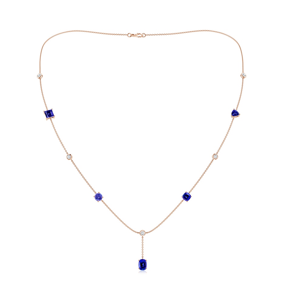 7x5mm AAAA Multi-Shape Tanzanite Sagittarius Station Linear Necklace in Rose Gold 