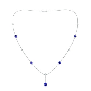 7x5mm AAAA Multi-Shape Tanzanite Sagittarius Station Linear Necklace in White Gold