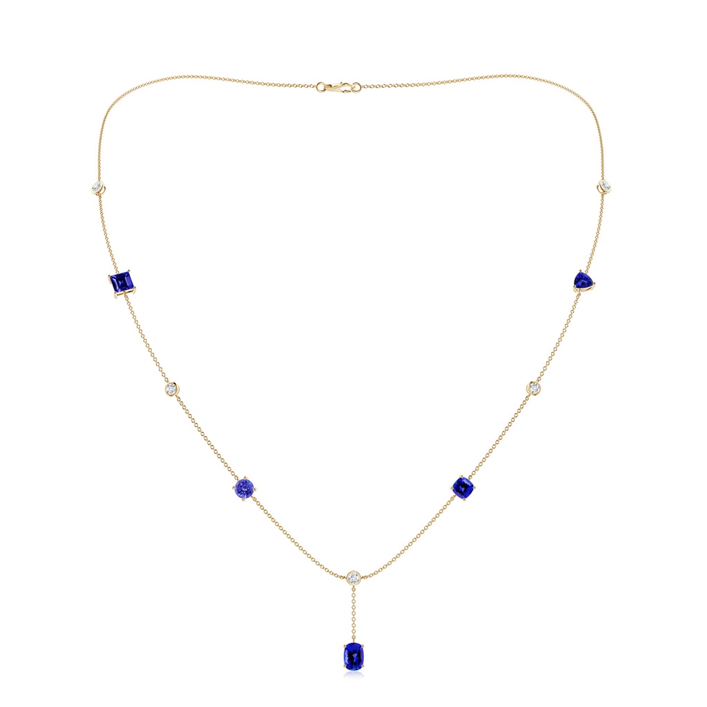 7x5mm AAAA Multi-Shape Tanzanite Sagittarius Station Linear Necklace in Yellow Gold