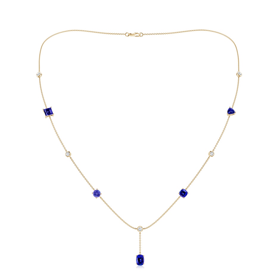 7x5mm AAAA Multi-Shape Tanzanite Sagittarius Station Linear Necklace in Yellow Gold 
