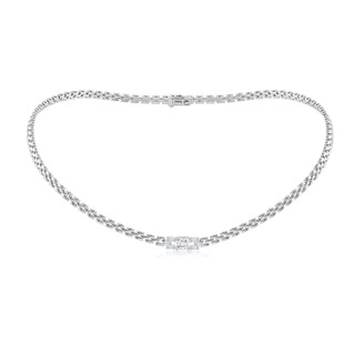 5mm GVS2 Princess & Baguette Diamond Rectangle Link Necklace in P950 Platinum