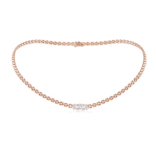 5mm GVS2 Princess & Baguette Diamond Rectangle Link Necklace in Rose Gold