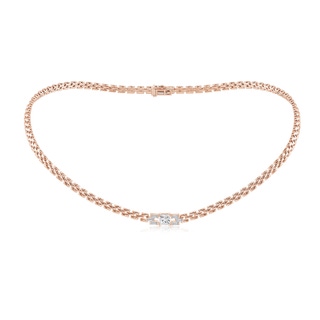 5mm HSI2 Princess & Baguette Diamond Rectangle Link Necklace in 10K Rose Gold