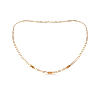 6x2mm AAAA Bezel-Set Baguette Citrine Three Stone Curb Link Chain Necklace in 10K Yellow Gold