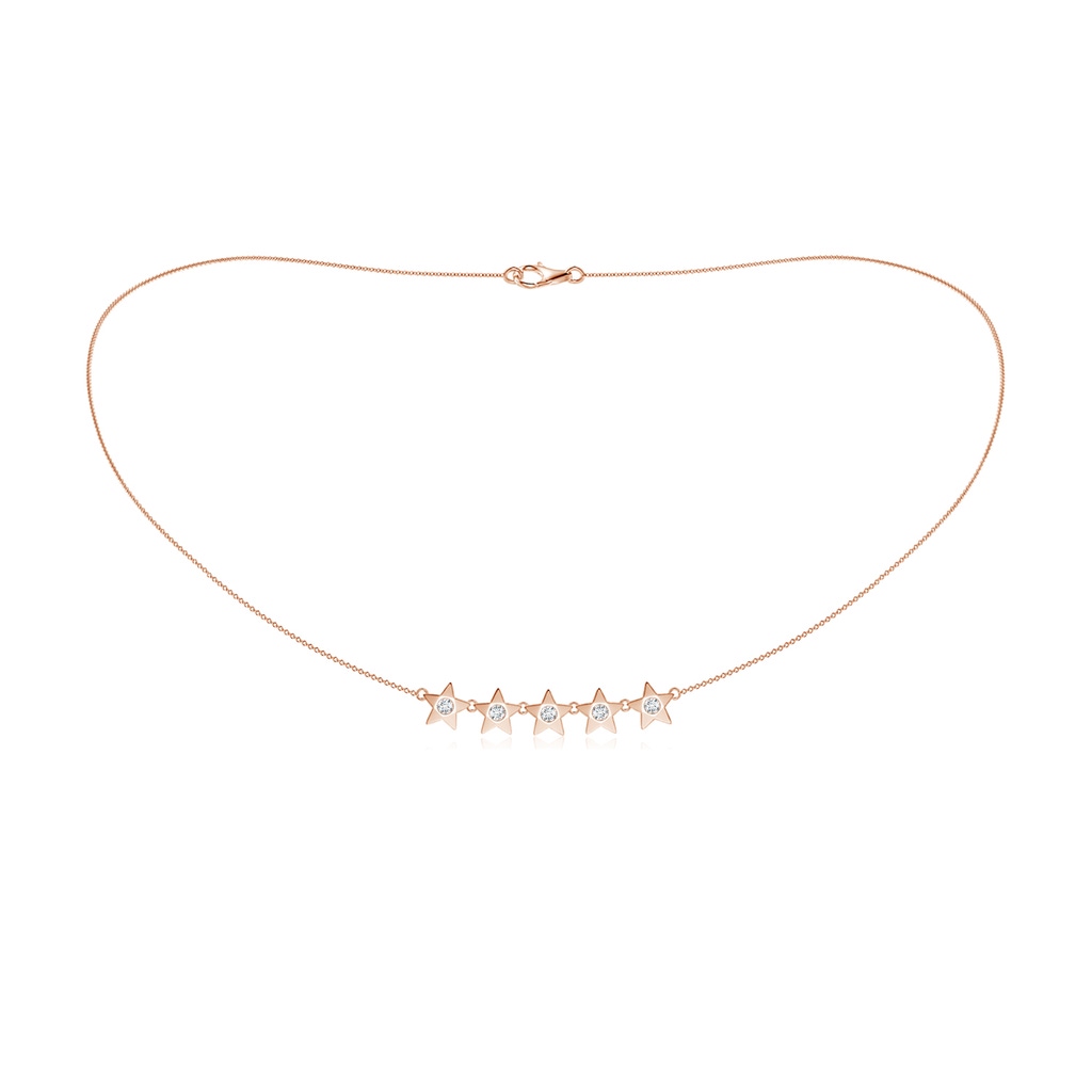 2.5mm GVS2 Flush-Set Diamond Five Star Necklace in Rose Gold