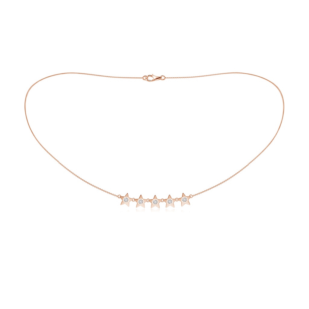 2.5mm HSI2 Flush-Set Diamond Five Star Necklace in Rose Gold
