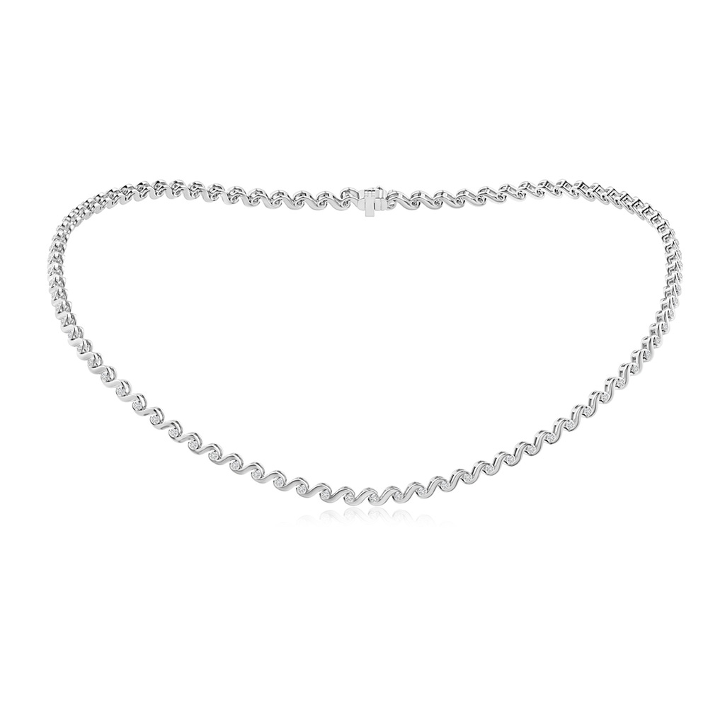 1.5mm HSI2 Bezel-Set Diamond S Swirl Link Necklace in White Gold