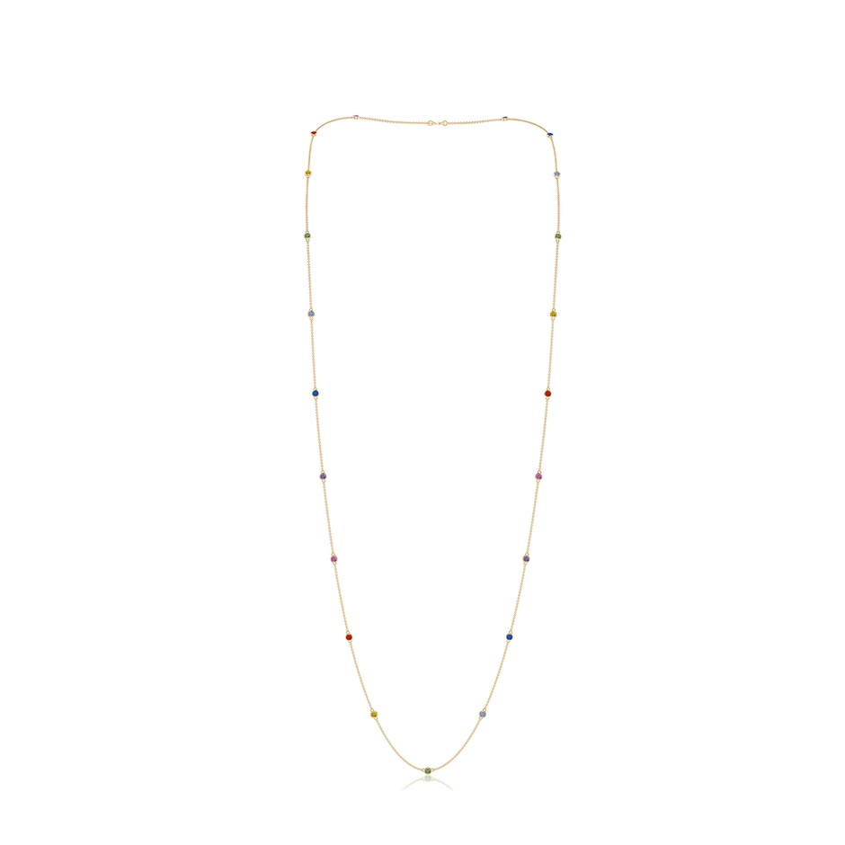 3mm AAA 36 Spectra Bezel-Set Round Multi-Sapphire Station Necklace in Yellow Gold 