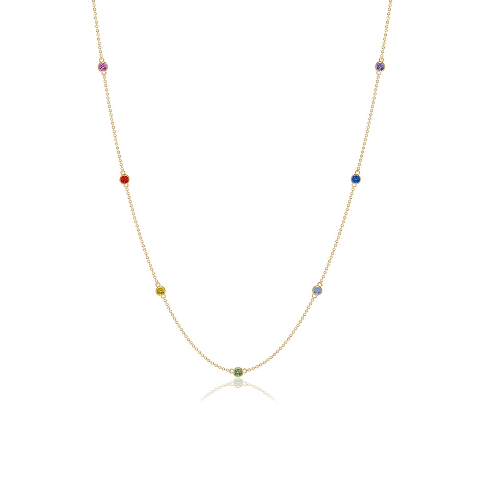 3mm AAA 36 Spectra Bezel-Set Round Multi-Sapphire Station Necklace in Yellow Gold side-1