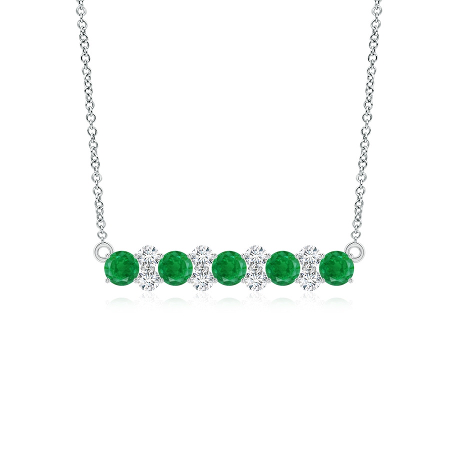 4mm AA Round Emerald and Diamond Garland Necklace in White Gold 