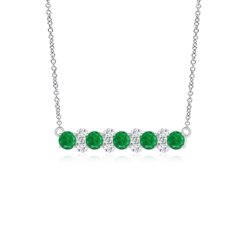 4mm AA Round Emerald and Diamond Garland Necklace in White Gold side 199