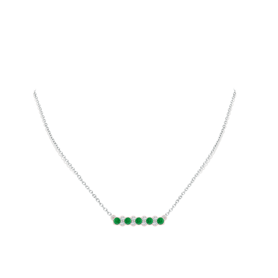 4mm AA Round Emerald and Diamond Garland Necklace in White Gold pen