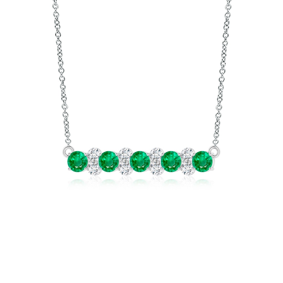 4mm AAA Round Emerald and Diamond Garland Necklace in White Gold side 199